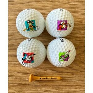Disney Pinnacle Golf Balls Set of 4 Mickey Donald Pluto Goofy with Tee White
